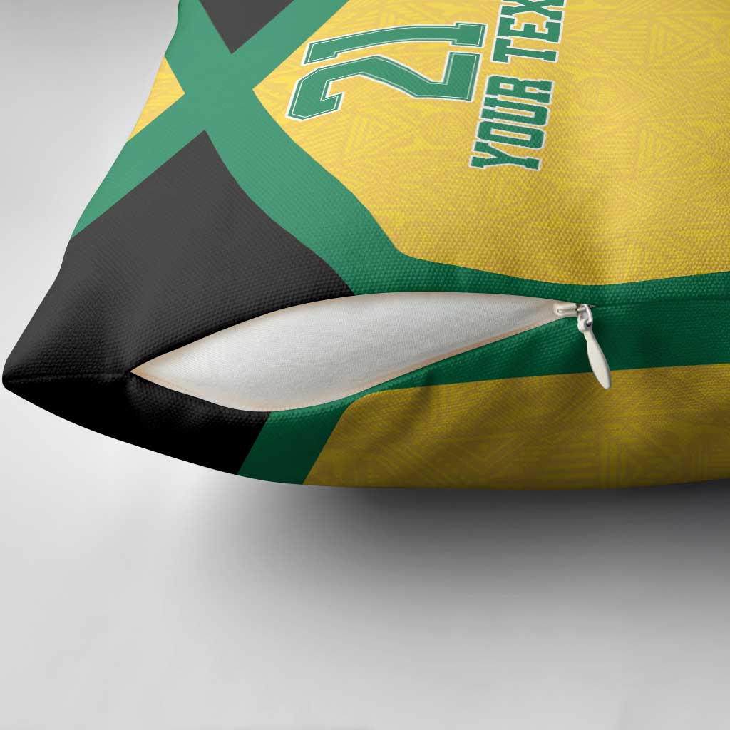 Afro-Jamaicans Football Custom Pillow Cover Gold Ethnic Motifs