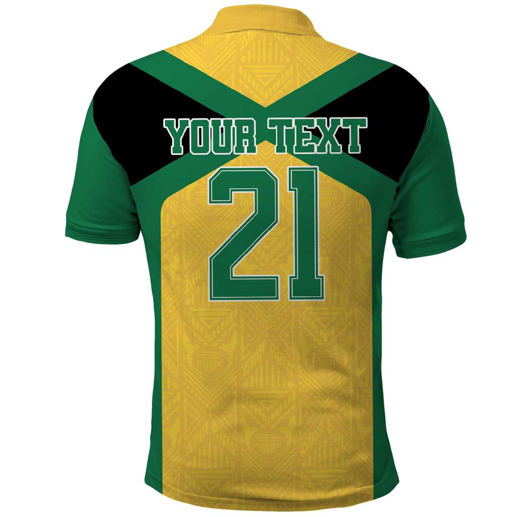 Afro-Jamaicans Football Custom Polo Shirt Gold Ethnic Motifs