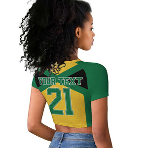 Afro-Jamaicans Football Custom Raglan Cropped T shirt Gold Ethnic Motifs