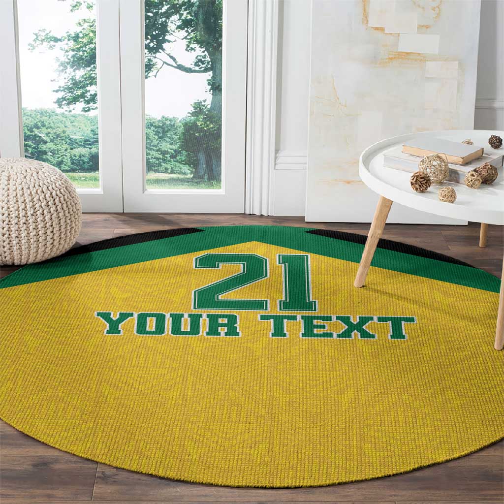 Afro-Jamaicans Football Custom Round Carpet Gold Ethnic Motifs