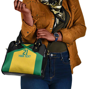 Afro-Jamaicans Football Custom Shoulder Handbag Gold Ethnic Motifs