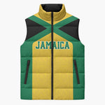 Afro-Jamaicans Football Custom Sleeveless Puffer Jacket Gold Ethnic Motifs