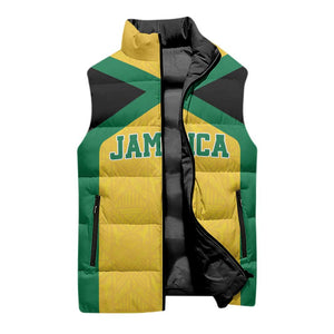 Afro-Jamaicans Football Custom Sleeveless Puffer Jacket Gold Ethnic Motifs