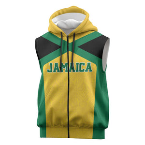 Afro-Jamaicans Football Custom Sleeveless Zip Hoodie Gold Ethnic Motifs - African Pride