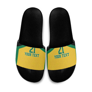 Afro-Jamaicans Football Custom Slide Sandals Gold Ethnic Motifs