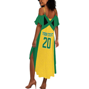 Afro-Jamaicans Football Custom Summer Maxi Dress Gold Ethnic Motifs