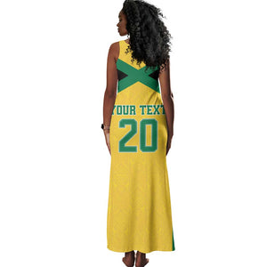 Afro-Jamaicans Football Custom Tank Maxi Dress Gold Ethnic Motifs