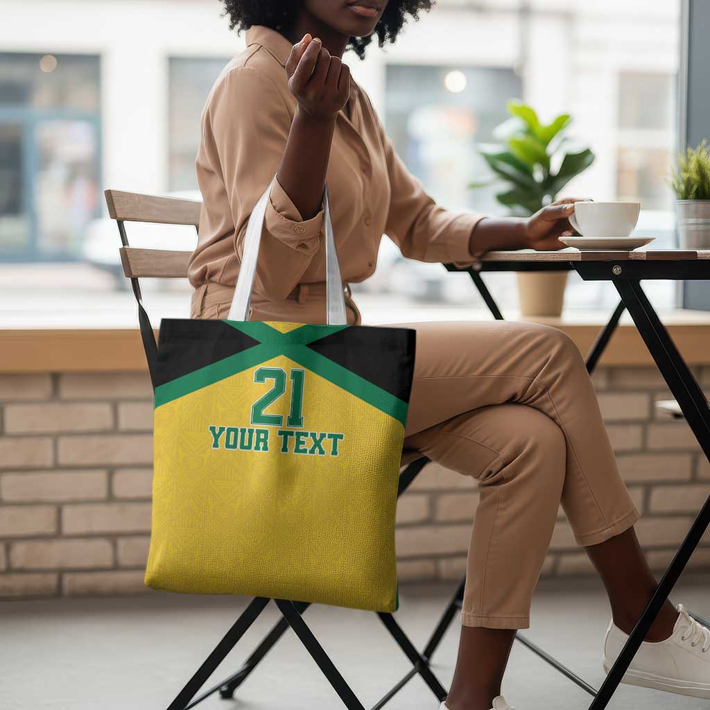 Afro-Jamaicans Football Custom Tote Bag Gold Ethnic Motifs
