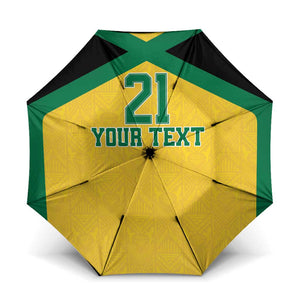 Afro-Jamaicans Football Custom Umbrella Gold Ethnic Motifs