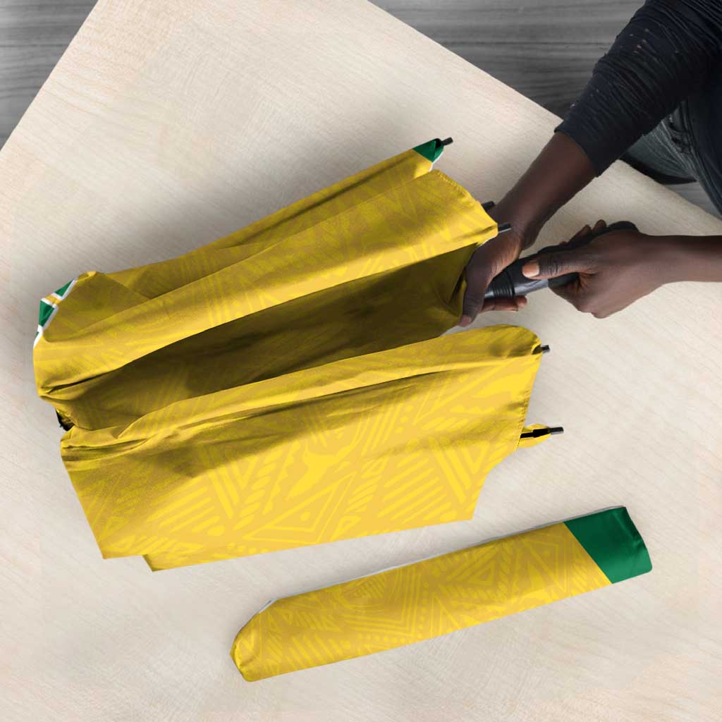 Afro-Jamaicans Football Custom Umbrella Gold Ethnic Motifs