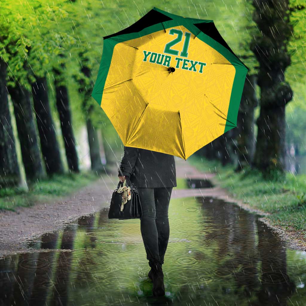 Afro-Jamaicans Football Custom Umbrella Gold Ethnic Motifs