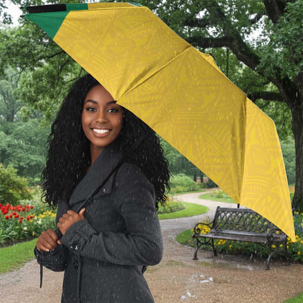 Afro-Jamaicans Football Custom Umbrella Gold Ethnic Motifs