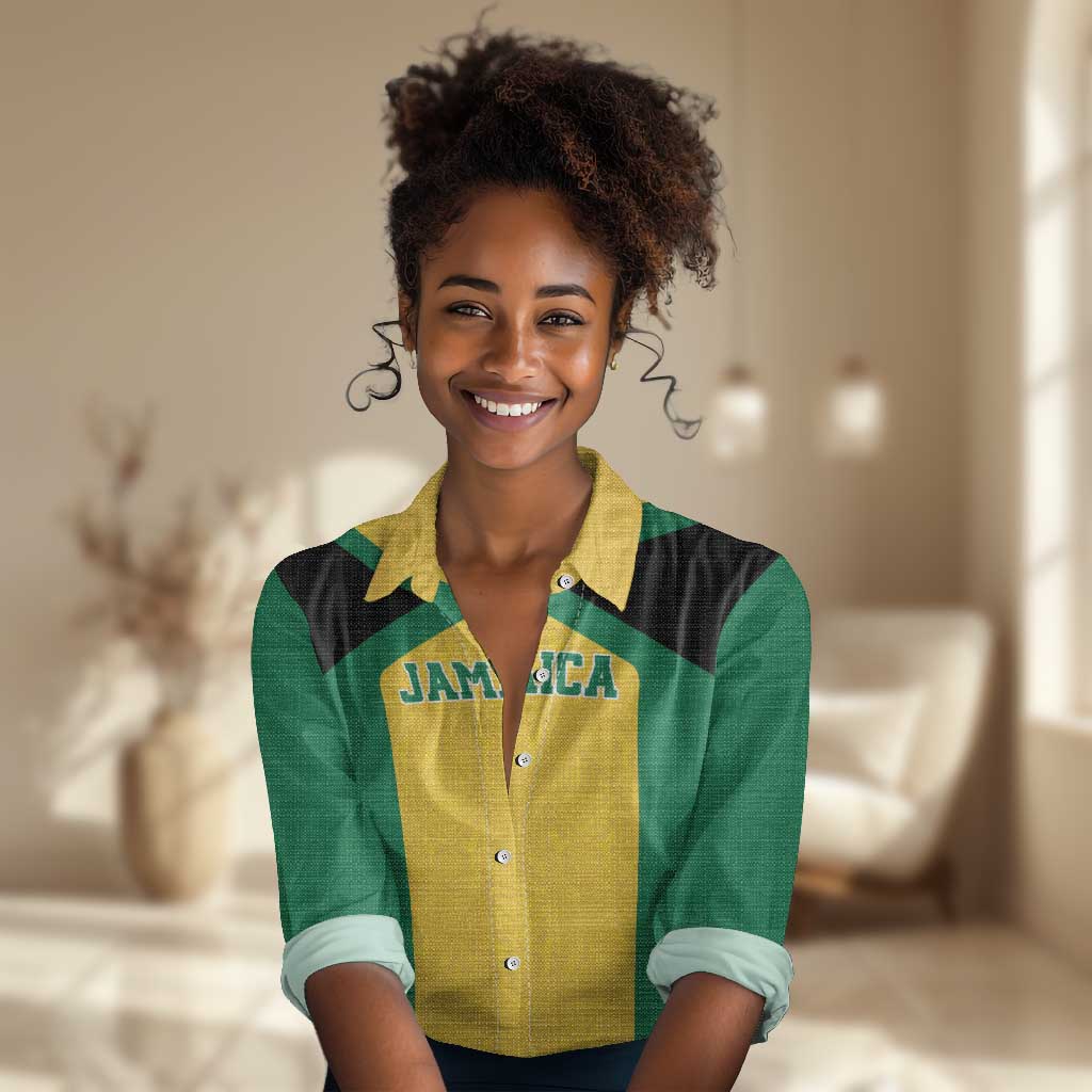 Afro-Jamaicans Football Custom Women Casual Shirt Gold Ethnic Motifs