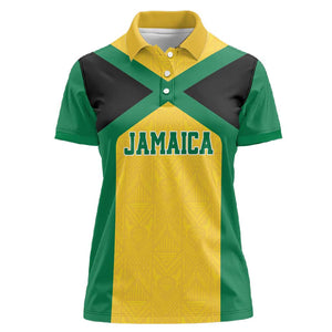 Afro-Jamaicans Football Custom Women Polo Shirt Gold Ethnic Motifs