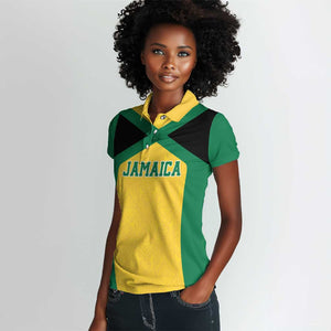 Afro-Jamaicans Football Custom Women Polo Shirt Gold Ethnic Motifs