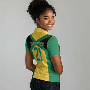 Afro-Jamaicans Football Custom Women Polo Shirt Gold Ethnic Motifs