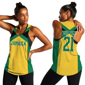 Afro-Jamaicans Football Custom Women Racerback Tank Gold Ethnic Motifs