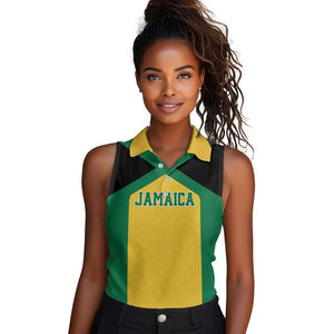 Afro-Jamaicans Football Custom Women Sleeveless Polo Shirt Gold Ethnic Motifs