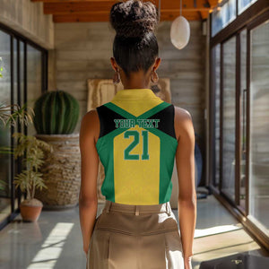 Afro-Jamaicans Football Custom Women Sleeveless Polo Shirt Gold Ethnic Motifs