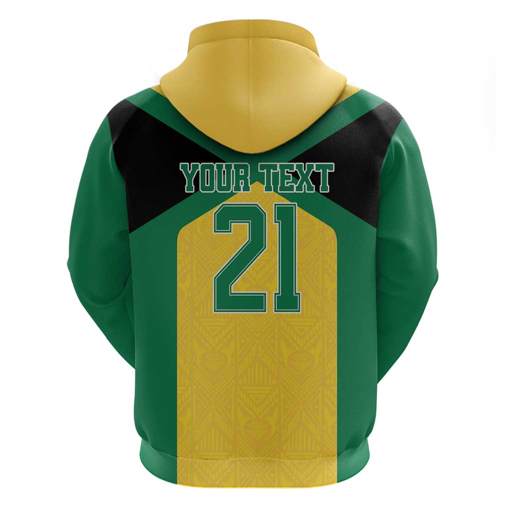 Afro-Jamaicans Football Custom Zip Hoodie Gold Ethnic Motifs