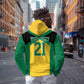 Afro-Jamaicans Football Custom Zip Hoodie Gold Ethnic Motifs