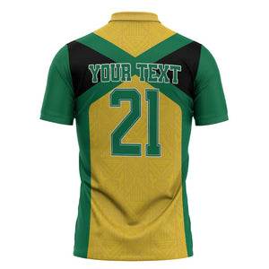 Afro-Jamaicans Football Custom Zipper Polo Shirt Gold Ethnic Motifs