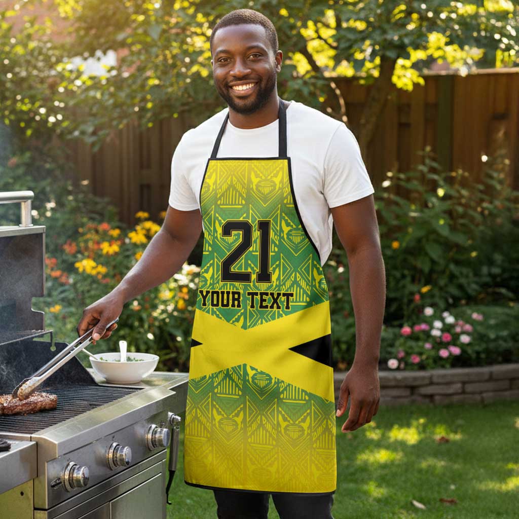 Afro-Jamaicans Custom Apron Reggae Boyz With Traditional Pattern