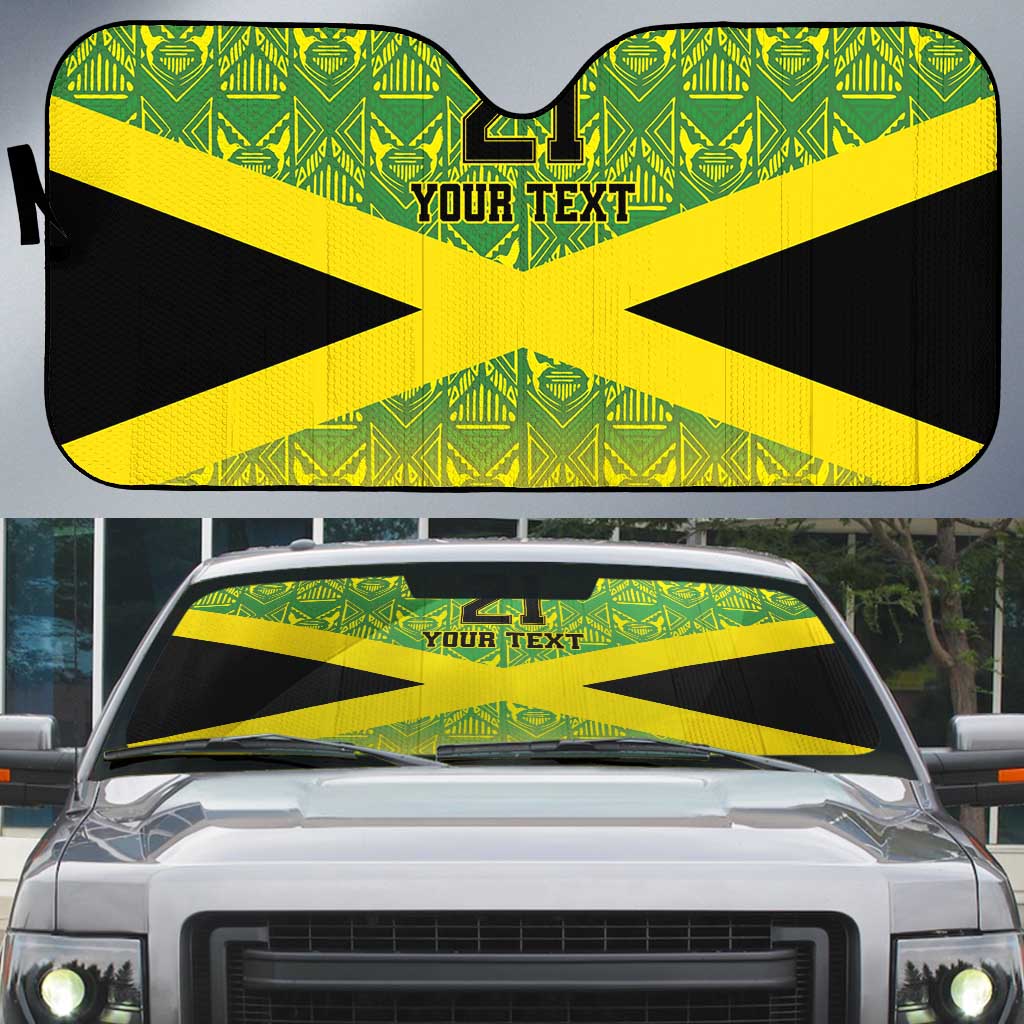 Afro-Jamaicans Custom Auto Sun Shade Reggae Boyz With Traditional Pattern