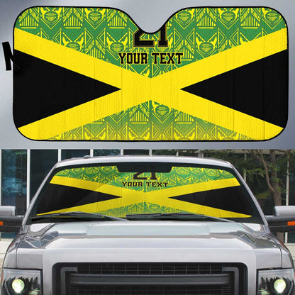 Afro-Jamaicans Custom Auto Sun Shade Reggae Boyz With Traditional Pattern
