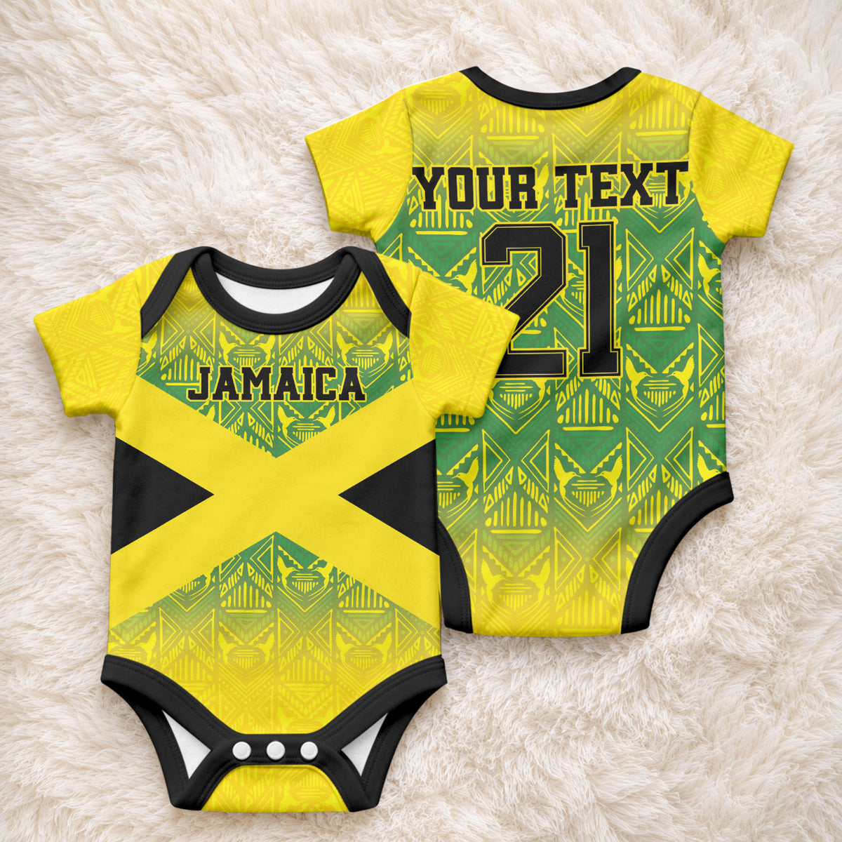 Afro-Jamaicans Custom Baby Onesie Reggae Boyz With Traditional Pattern