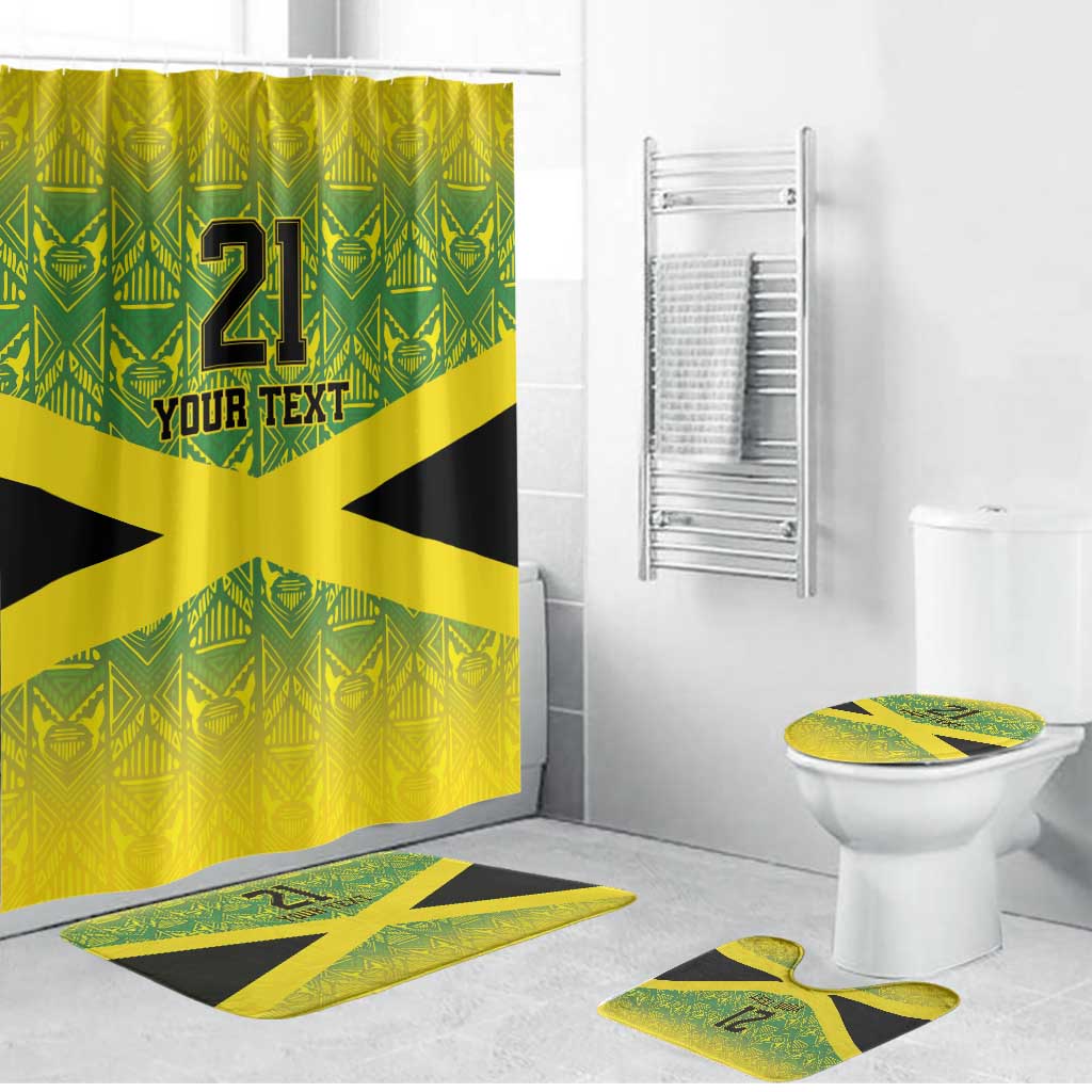 Afro-Jamaicans Custom Bathroom Set Reggae Boyz With Traditional Pattern
