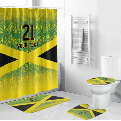 Afro-Jamaicans Custom Bathroom Set Reggae Boyz With Traditional Pattern