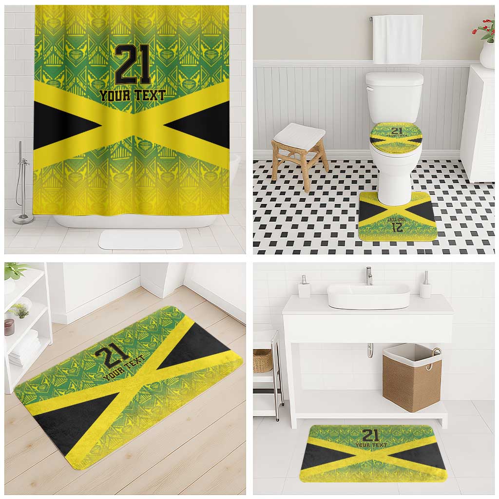 Afro-Jamaicans Custom Bathroom Set Reggae Boyz With Traditional Pattern