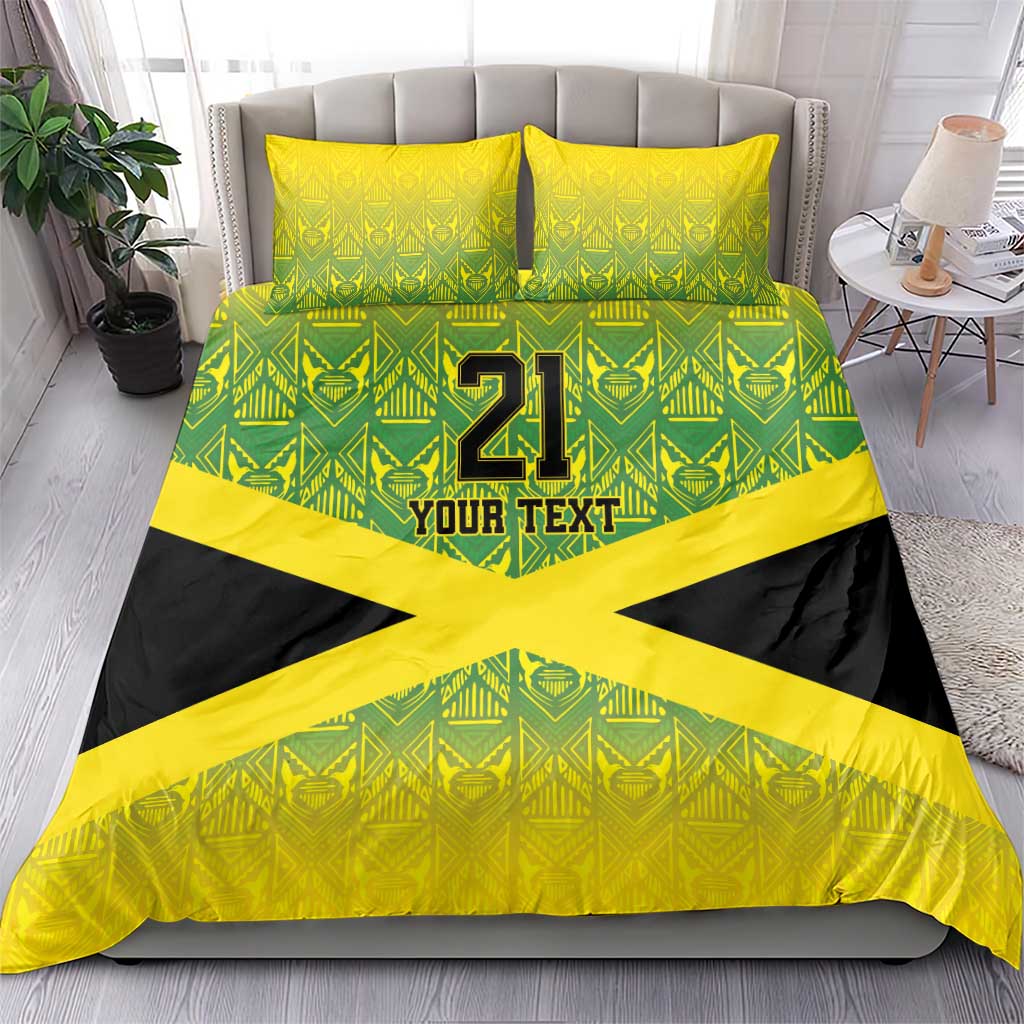 Afro-Jamaicans Custom Bedding Set Reggae Boyz With Traditional Pattern