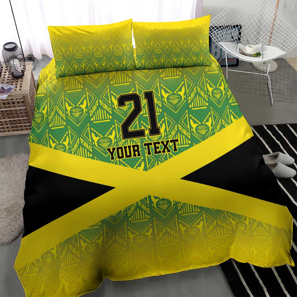 Afro-Jamaicans Custom Bedding Set Reggae Boyz With Traditional Pattern