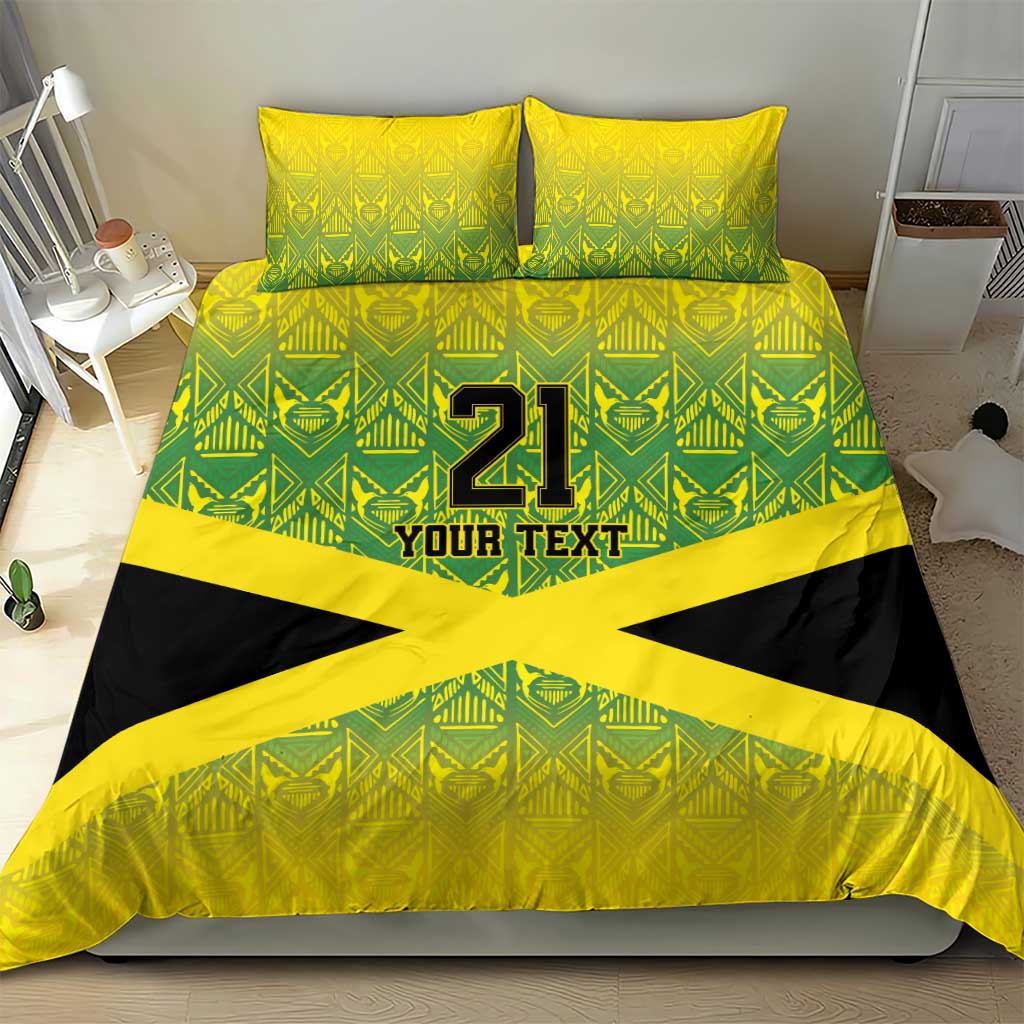 Afro-Jamaicans Custom Bedding Set Reggae Boyz With Traditional Pattern