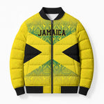 Afro-Jamaicans Custom Bomber Puffer Jacket Reggae Boyz With Traditional Pattern