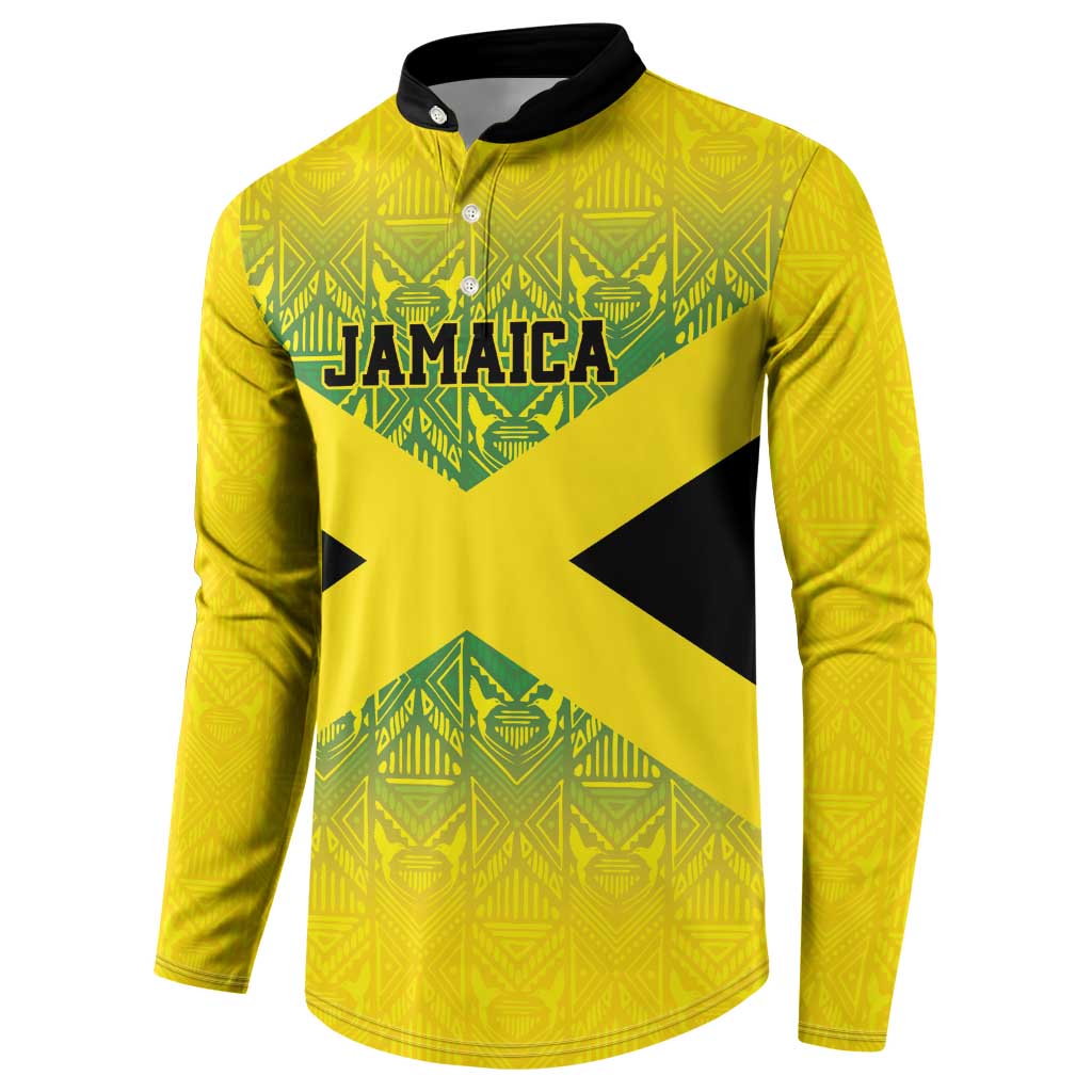Afro-Jamaicans Custom Button Sweatshirt Reggae Boyz With Traditional Pattern