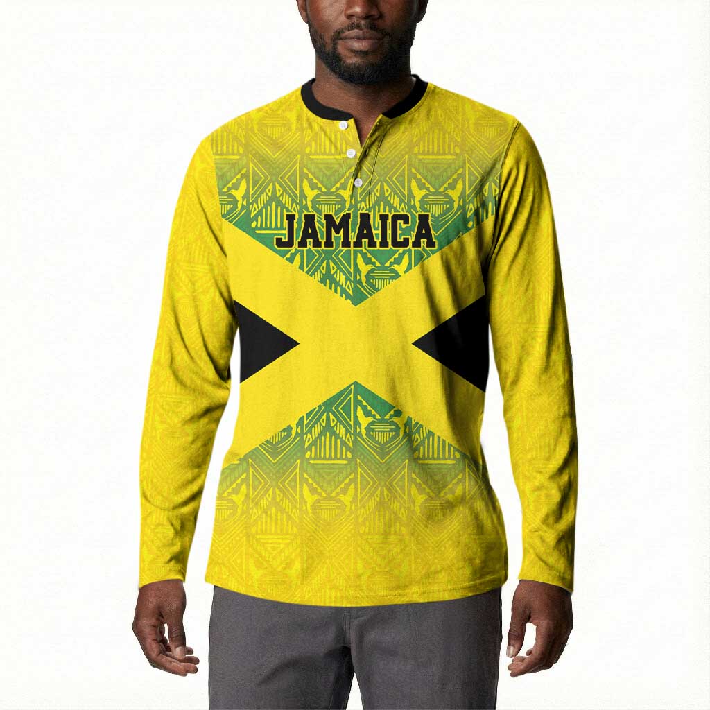 Afro-Jamaicans Custom Button Sweatshirt Reggae Boyz With Traditional Pattern