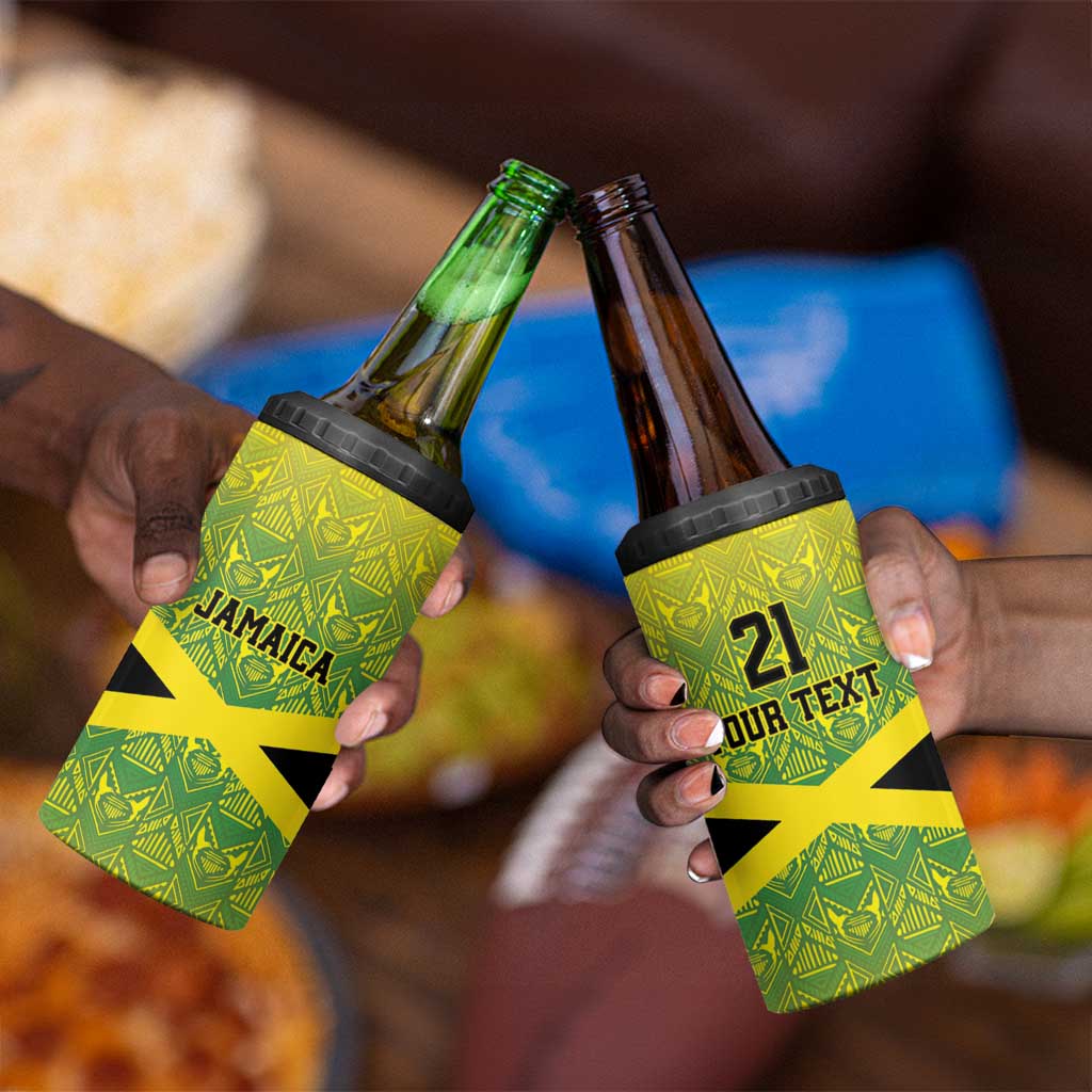 Afro-Jamaicans Custom 4 in 1 Can Cooler Tumbler Reggae Boyz With Traditional Pattern
