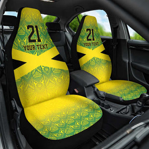 Afro-Jamaicans Custom Car Seat Cover Reggae Boyz With Traditional Pattern