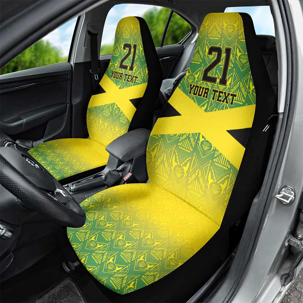 Afro-Jamaicans Custom Car Seat Cover Reggae Boyz With Traditional Pattern