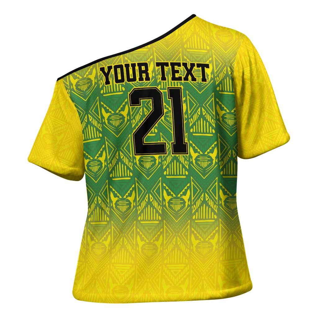 Afro-Jamaicans Custom Cross Shoulder Shirt Reggae Boyz With Traditional Pattern