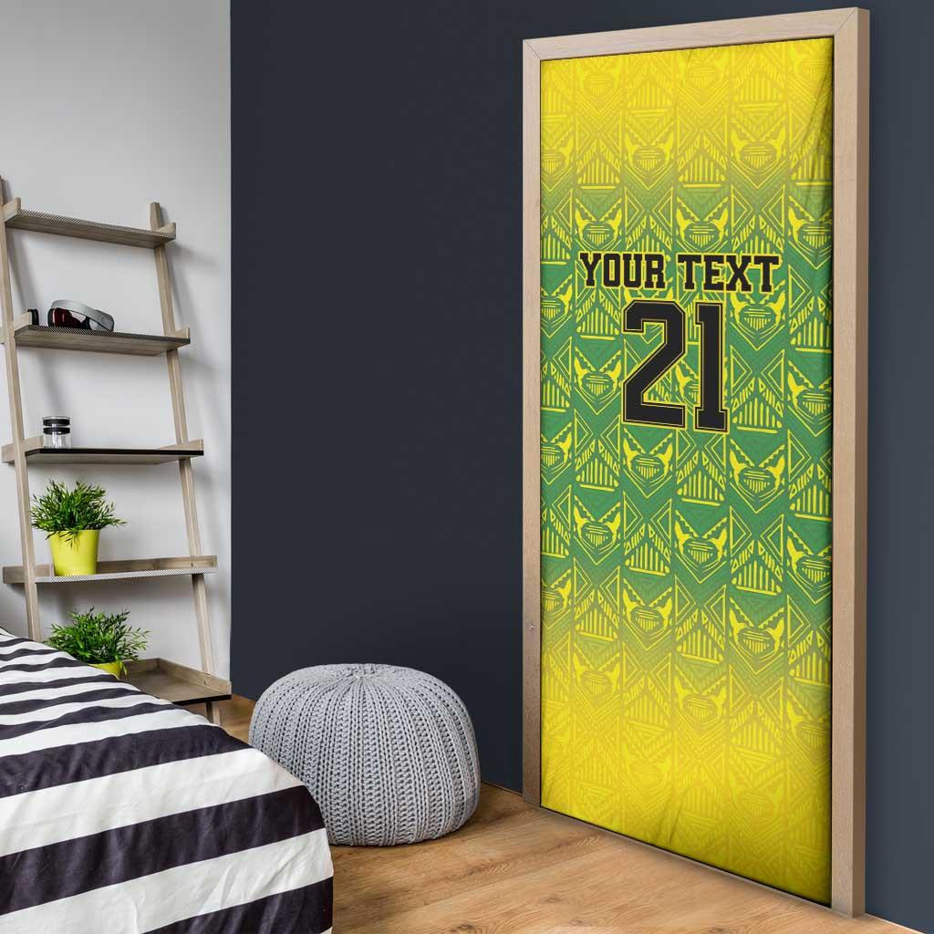 Afro-Jamaicans Custom Door Cover Reggae Boyz With Traditional Pattern