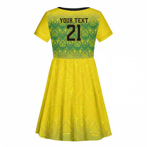 Afro-Jamaicans Custom Kid Short Sleeve Dress Reggae Boyz With Traditional Pattern