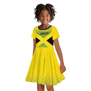 Afro-Jamaicans Custom Kid Short Sleeve Dress Reggae Boyz With Traditional Pattern