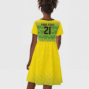 Afro-Jamaicans Custom Kid Short Sleeve Dress Reggae Boyz With Traditional Pattern