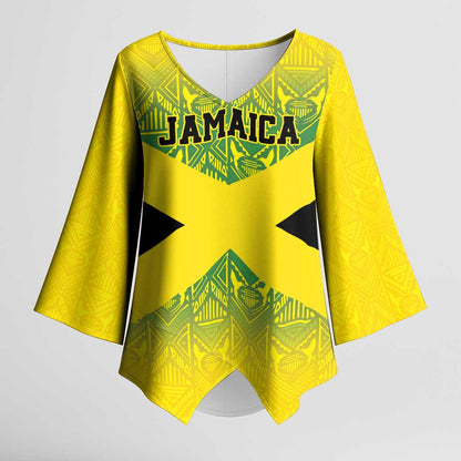 Afro-Jamaicans Custom Kimono Sleeve Blouse Reggae Boyz With Traditional Pattern
