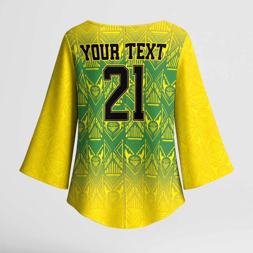 Afro-Jamaicans Custom Kimono Sleeve Blouse Reggae Boyz With Traditional Pattern