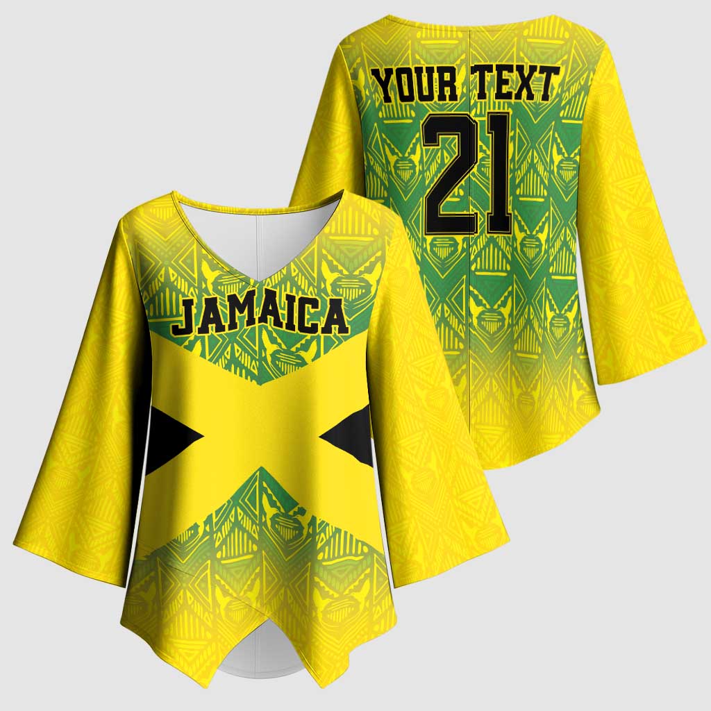 Afro-Jamaicans Custom Kimono Sleeve Blouse Reggae Boyz With Traditional Pattern